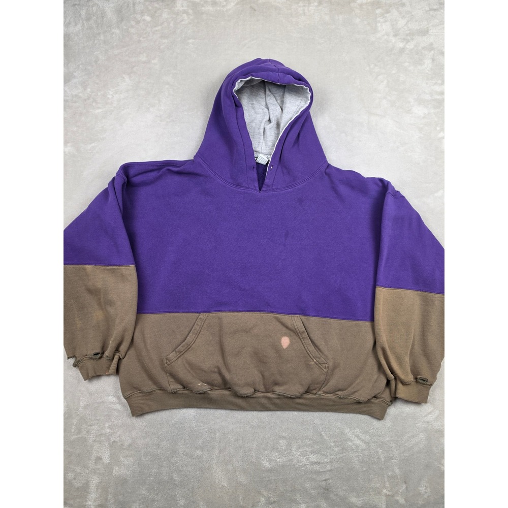 Vintage Body Equip Hoodie Mens XL Purple Brown Colorblock Sweatshirt *Read
